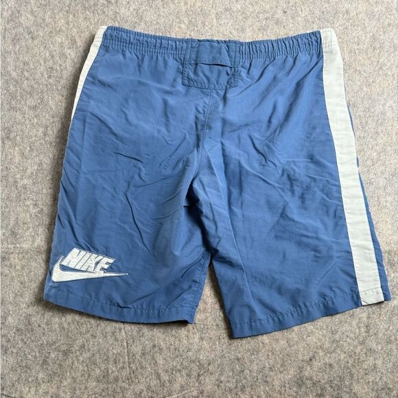 Nike Swim Trunk Shorts Men's Medium Blue White Drawstring Waist Slash Pockets - Picture 2 of 6
